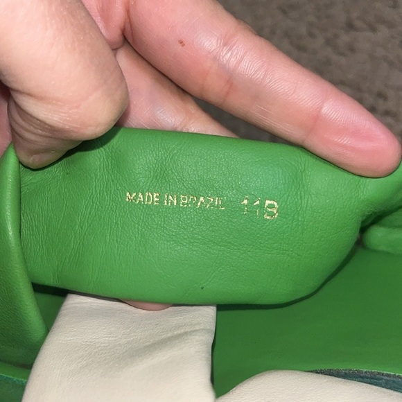 Frances Valentine Criss Cross Cloud‎ Slide Sandals Green Cream 11 - Picture 8 of 8